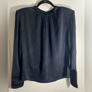 Zara long-sleeve blouse with shoulder pads in Black. Size Small